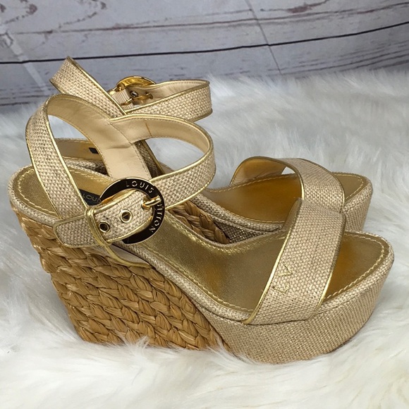 Louis Vuitton wedge sandals sz 36.5 - Picture 4 of 13